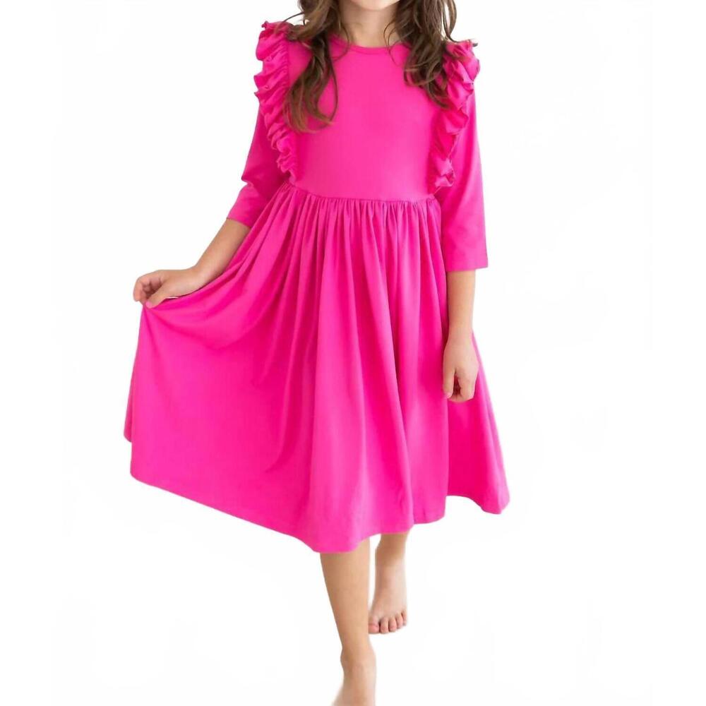 NEW MILA & ROSE girl's ruffle twirl dress in hot pink